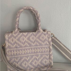 NEW  H&M Small jacquard weave handbag in neutral grey tan